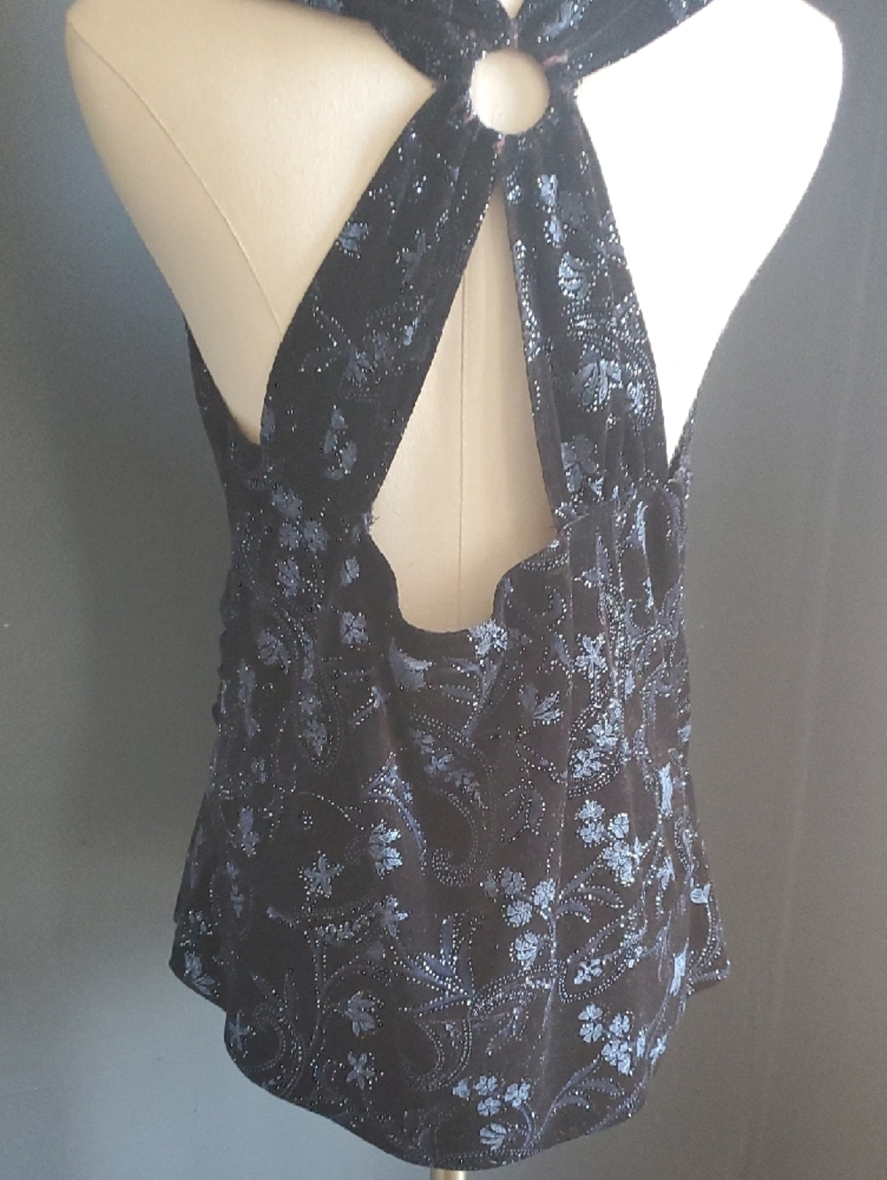 Studio Black Sleeveless Wrap Camisole with Blue Paisley Velvet Print - Picture 6 of 12